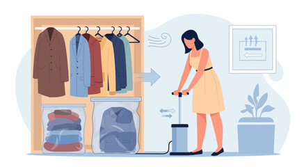 Efficient Storage With Vacuum Bags And A Pump Reduces Space At Home