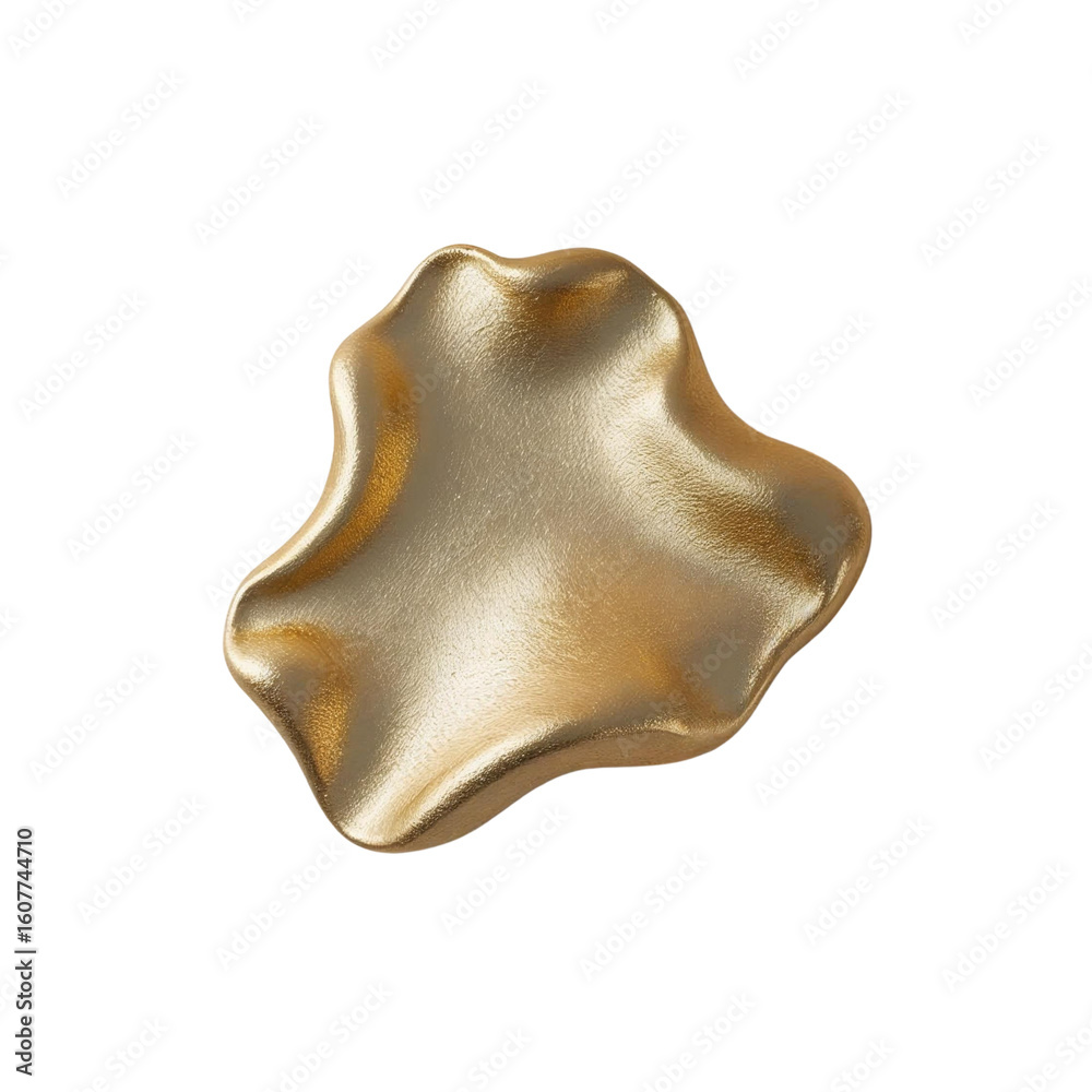 Poster isolated shiny golden abstract shape with wavy edges on a plain background studio shot close up view