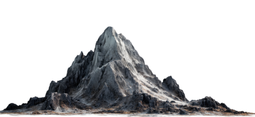 Massive, jagged mountain peak against a black background