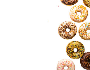 dynamic Sweet glazed donuts on white background png