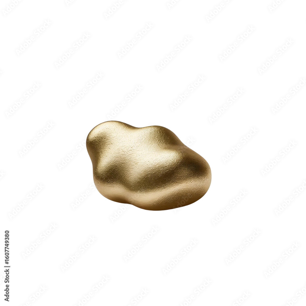 Poster isolated nugget of shiny metal on a plain backdrop with simple studio lighting effects and smooth te