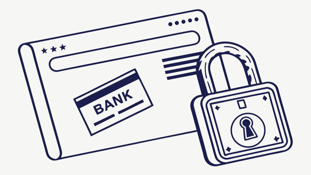 Secure Online Banking and E-commerce Transactions Concept with Padlock, Browser, and Bank Card Icon