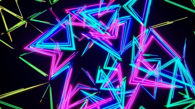Vibrant Neon Triangle Dance Abstraction Ideal for HighEnergy Campaigns, Inspiring Creativity and Boosting Energy.