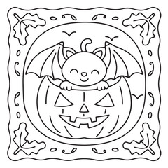 Obraz premium Halloween Bold and Easy Coloring Pages for Kids: Fun and Spooky Halloween Illustrations with Pumpkins, Ghosts, Bats, Witches, and More for Toddlers and Children