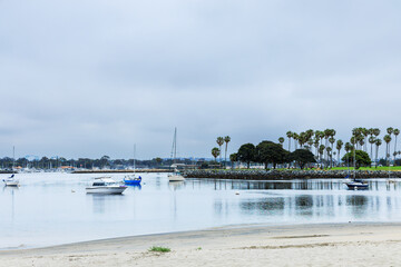 Cloudy Morning in Mariners Basin of Mission Bay, San Diego, CA