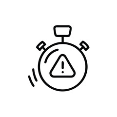 Outline stopwatch icon with alert symbol motion lines timer warning
