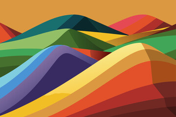 Color Block Hills in an Abstract Pattern with Smooth Curves