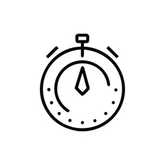 Obraz premium Outline stopwatch reset icon with circular dial pointer timer time