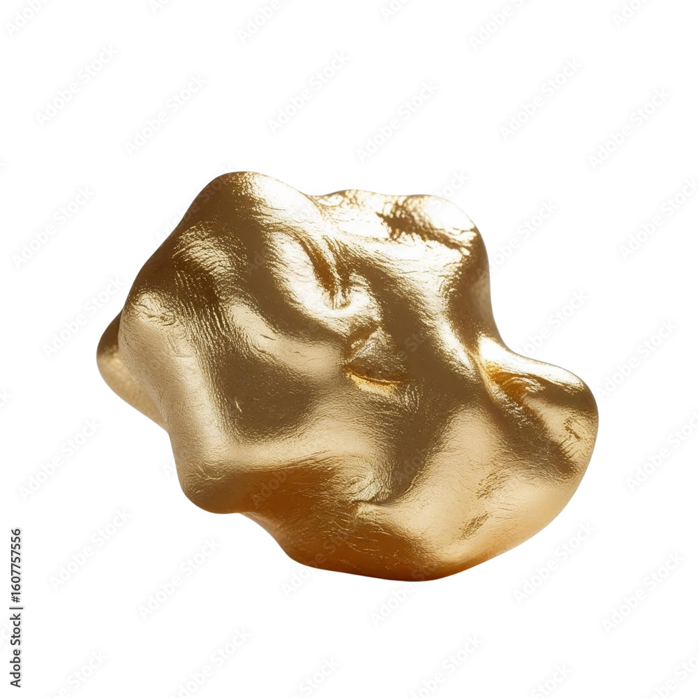 Poster isolated nugget of shiny material with reflective surface against a solid colored backdrop space on 