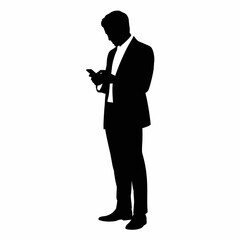 Silhouette of a Man Using Smartphone in Suit