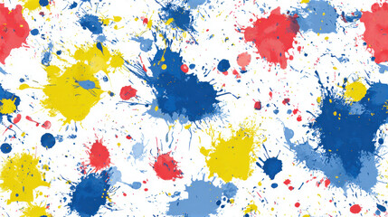 Fototapeta premium Abstract Paint Splatter in Splatter Technique in Primary Colors for Creative Textiles [with copy space]