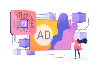 Blockchain for Transparent Ad Metrics abstract concept vector illustration.