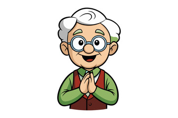 Friendly cartoon teacher with glasses holds a book next to a bookshelf filled with files and a briefcase