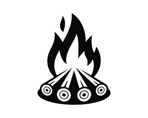 Woodcut Texture Campfire and Minimalist Fire