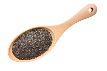 Chia in rustic spoon from overhead