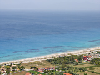 Panorama of Lefkada near Agios Ioannis beach, Greece