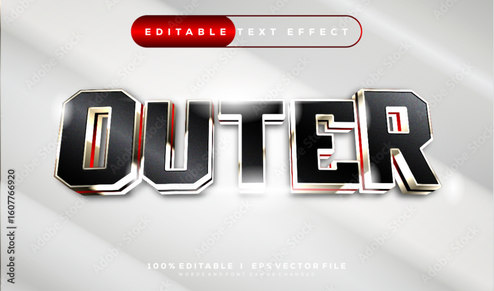 Poster outer 3d vector text effect with modern style design