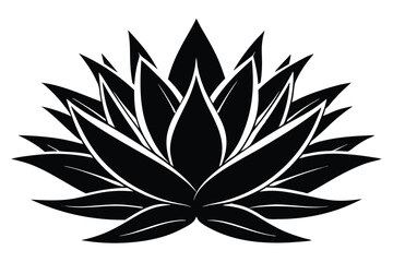 Stylized Black Lotus Flower Illustration with Multiple Layers and Delicate White Accents