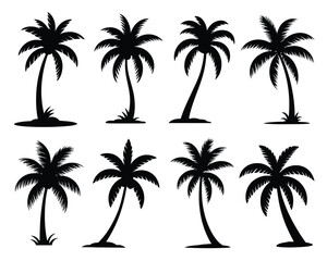 Black Palm Tree Silhouette Illustration Set