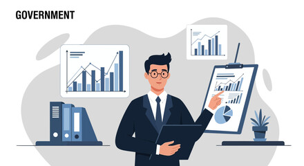 Government Official Presenting Financial Data Analysis For Public Policy