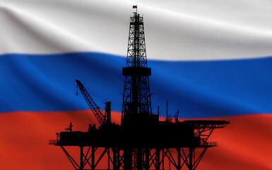 Obraz premium oil rig at sunset Russian
