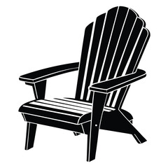 Black Adirondack Chair Silhouette Classic Outdoor Furniture, Relaxing Style for Your Patio or Porch