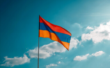 armenia flag against blue sky