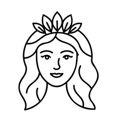 Woman face with leaf crown leaves hair