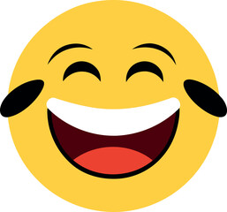 Laughing Emoji Silhouette — Joyful Face with Raised Hands and Closed Eyes