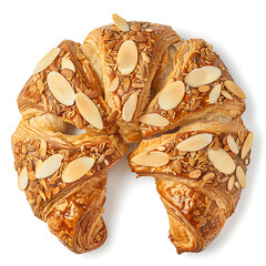 Golden Almond Croissants Arranged in a Circle