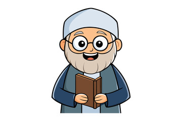 Elegant line drawing depicts a woman in a hijab holding a book with dignified grace
