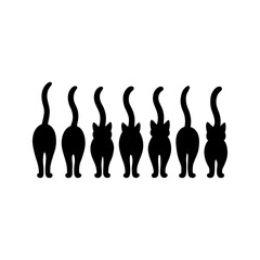 Funny Cat Butt Silhouettes Vector | Black Cat Clipart for T-Shirts