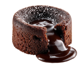 A rich, dark chocolate lava cake, molten center oozing