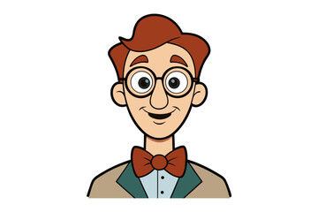 Excited cartoon scientist holding two flasks with explosions demonstrating chemical reactions and discovery