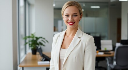 Fototapeta premium Confident Businesswoman Portrait Professional Woman in Modern Office Setting