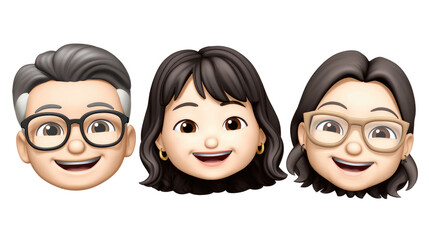 Memoji characters showcase diverse expressions and styles with joyful faces in a fun digital representation