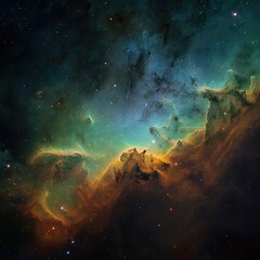 Cosmic Cliffs Nebula Star formation, deep space, vibrant colors, background stars, astronomy education