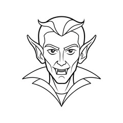 Single Line Art of Spooky Vampire Face  
