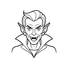 Continuous Line Vampire Head Illustration  
