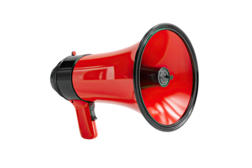 Red megaphone, angled view