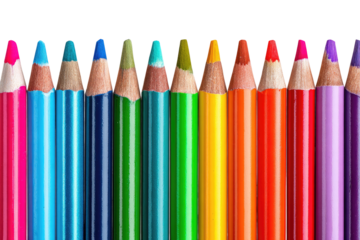 Row of colorful pencils in various shades