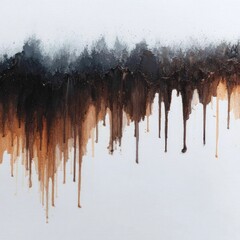 Dripping paint, dark brown and tan, abstract art
