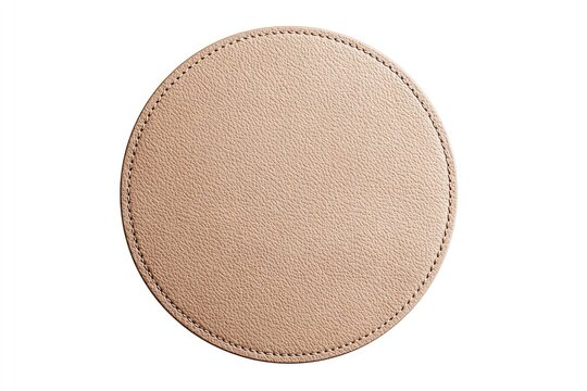 Beige round leather coaster