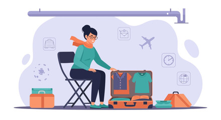 Woman Preparing Luggage For An Upcoming Vacation Or Business Trip
