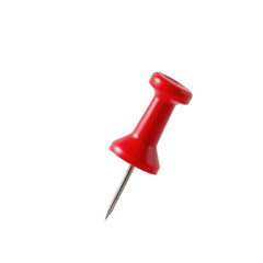 Bright Red Push Pin Isolated on a Transparent background with Shadow