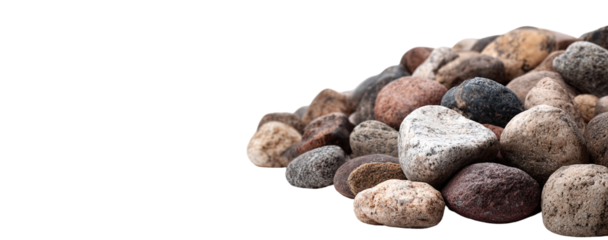 Pile of rounded stones in various shades of brown, gray, and beige