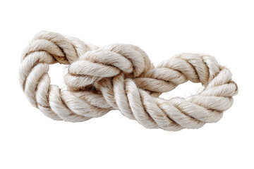 Close-up of a large, light beige rope knot