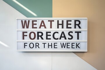 A snowy winter scene with falling snowflakes and a frosted landscape. Snow piles on trees and rooftops. The image displays Weather Forecast to signal incoming wintry conditions and cold temperatures