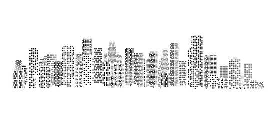 black and white silhouette of the city or just the city windows without background © KRvisualPRO