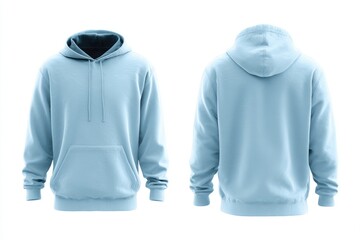Light-blue hoodie, front and back views